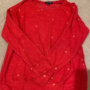 Buffalo David Bitton Red Heart Patterned Top